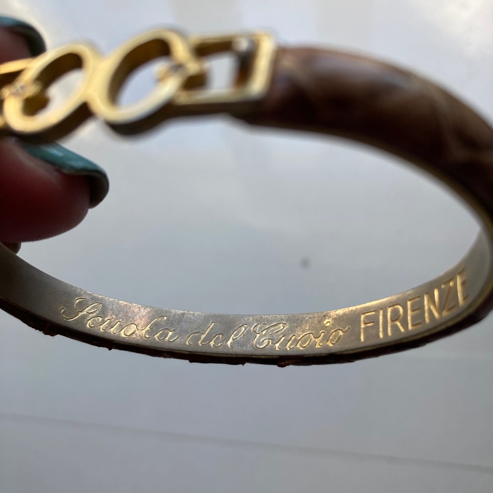 Vintage Firenze Signed Scuola Del Cuoio Italian Real Snake Skin Bracelet